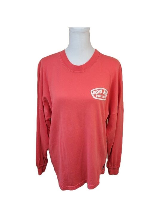 Ron Jon Tops - Ron Jon Surf Shop Heavy Weight Long Sleeve T-Shirt Coral Orange W/ Logo Size XS